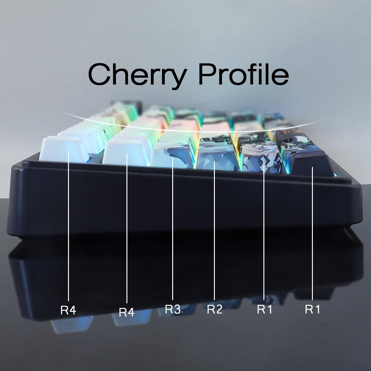 JakeTsai Nasadki klawiszy PBT 130 klawiszy Double Shot Bright Moon Night Keycaps, Shine Through Side Printed Keycap, Cherry Profile Dye Sublimation Custom Keycap for Cherry MX Switch Mechaniczne
