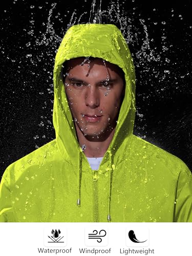 Image of UIQUR Mens Rain Jacket Raincoat Windbreaker Running Waterproof Lightweight Packable with Hood Travel Hiking Cycling