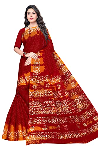 TAMAIRA FASHION Women's Plain Weave Pure Cotton Saree Without Blo...