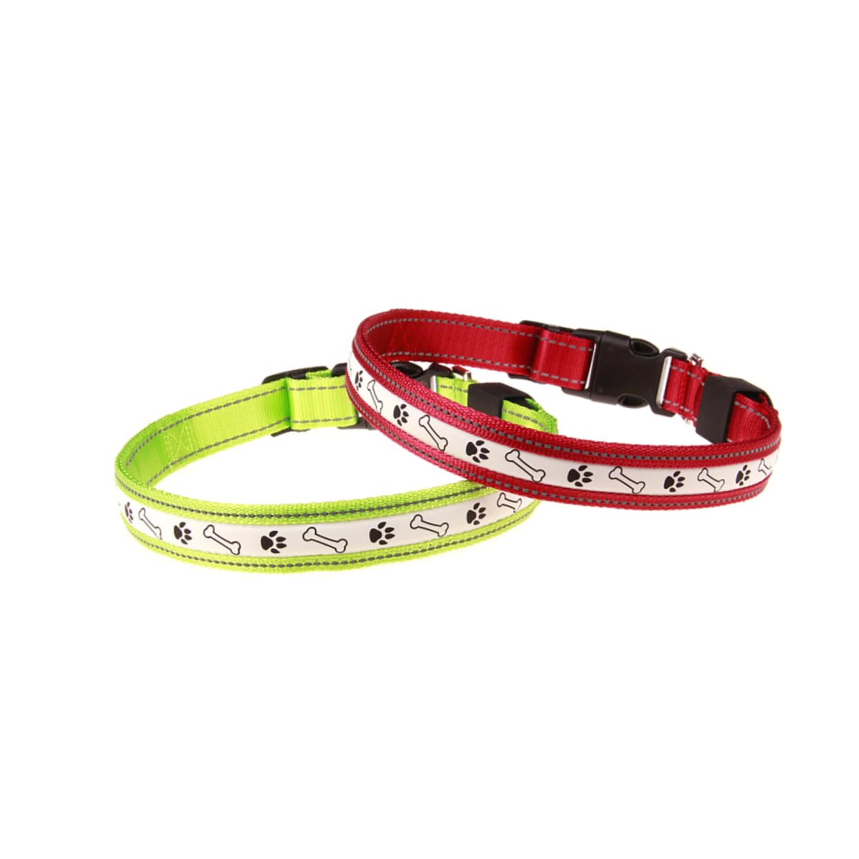 FOMIYES 3stücke Hundehalsband Mit Knochen-fußabdruck Wiederaufladbar Leuchtend Verstellbar Grün Für Sichere Nachtwanderungen Und Hohe Sichtbarkeit