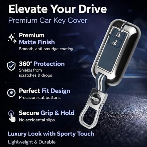 Image of Metal Blue Silicon Key Cover Compatible with Maruti Suzuki jimny Baleno Grand Vitara XL6 Swift New Brezza 2022 Ertiga Dzire 2 Button Key Special Visible in Low-Light Conditions