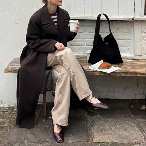 QIV Square Toe Mary Jane Ballet Flats for Women Lace up Slip on Work Flats with Bow Comfort Casual Dress Ballerina Shoes4