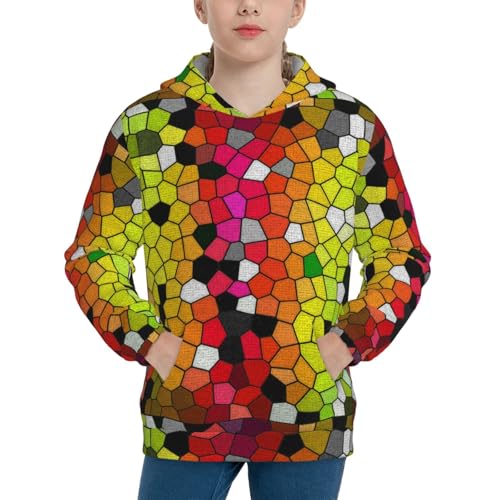 Colorful Tie Dye Stained Glass 1 Kid Hoodies Boys Sweatshirts Girls Pullover with Pocket