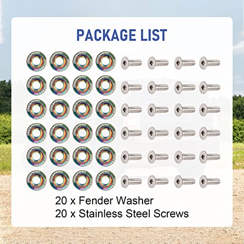 Image of JDMSPEED 20 Pcs Neo Chrome CNC Billet Aluminum Fender Washer Engine Bay Dress Up Kit