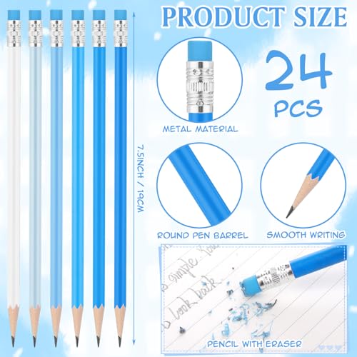 24 lápices redondos HB con borrador para dibujo miniatura 2