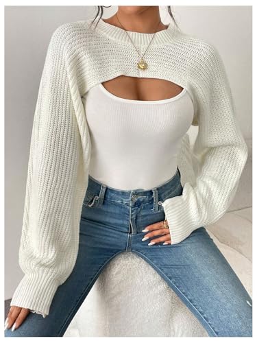 Image of GORGLITTER Women's Shrug Cropped Bolero Cardigan Long Sleeve Fall Sweaters 2026 Lightweight Dressy Knit Pullover Tops