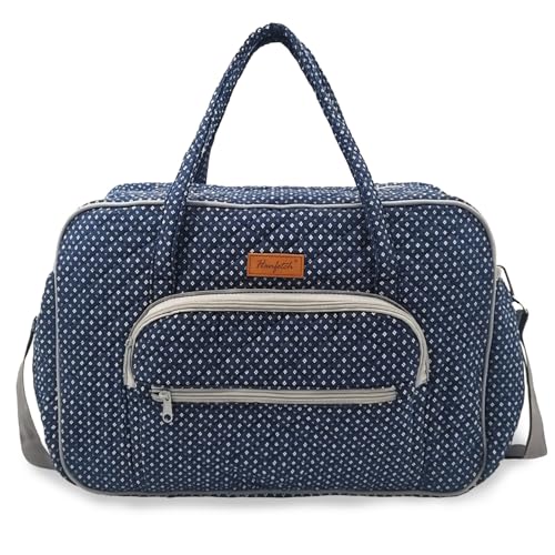 Image of Yarn Storage Organizer, Knitting Crossbody Bag, Large Crochet Tote Bag Yarn Holder Case for Carrying Projects, Knitting Needles, Crochet Hooks and Other Accessories (Navy Disty)