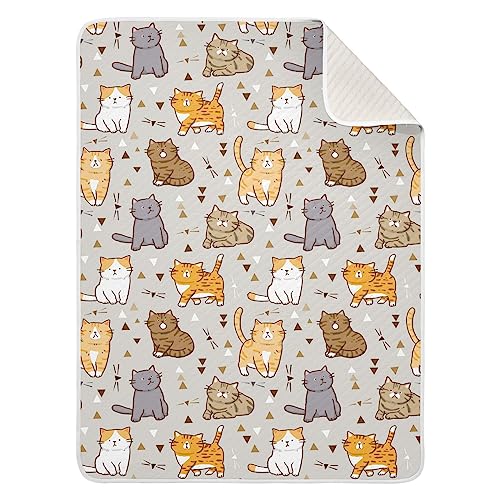 Image of vvfelixl Swaddle Blanket Cartoon Cat Cotton Blanket for Infants Receiving Blanket Lightweight Soft Swaddling Blanket for Crib, Stroller, Nursery Blankets, 30X40 in