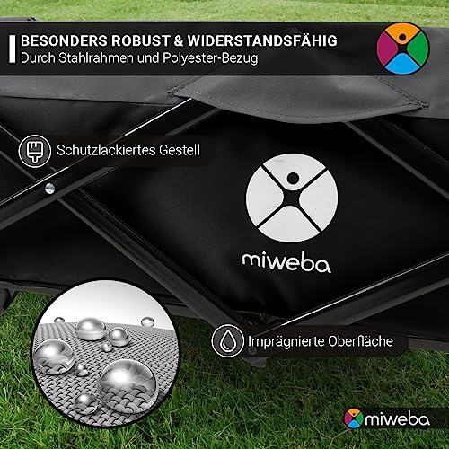 Miweba Faltbarer Bollerwagen MB-30 | Traglast 120 kg - Klappbar - Handwagen faltbar - Transportwagen für Kinder - Kinderwagen - Gartenwagen - Wagen - Strandwagen - Faltwagen (Hellgrau/Dunkelgrau) – Bild 6