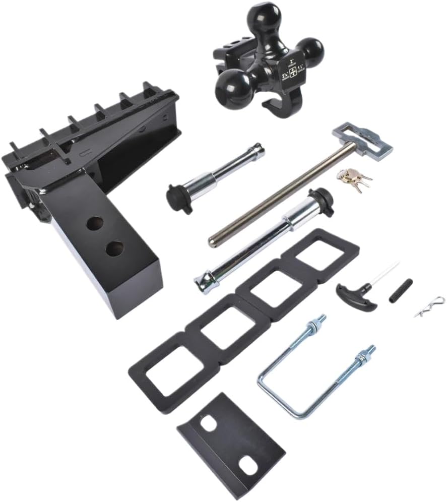 Trailer Attachment Device with Hook Tri Ball 1-7/8 X 2 X 2-5/16 Drop Hitch