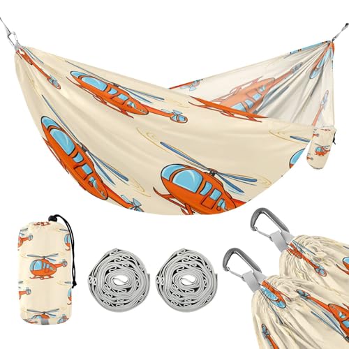 ATTX Cute Cartoon Helicopter Camping Hammock - Lightweight & Portable Hammocks, Heavy Duty 330lbs Capacity for Indoor, Hiking, Backpacking, Travel, Backyard, Beach#227