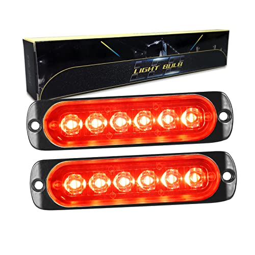 RIGIDON 2 Piezas 4.3 pulgada 6 led luz estroboscópica emergencia, 12v 24v faros antiniebla barras de luz led para trasera off road camión, coche, ATV, SUV, 4x4, barco, rojo impermeable IP67