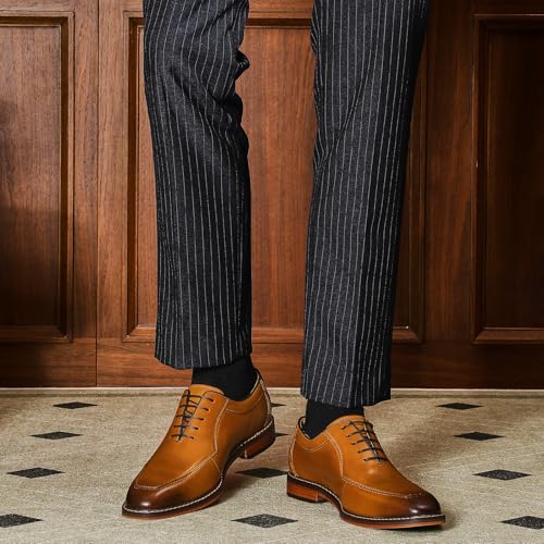 Image of Men's Dress Shoes Genuine Leather Oxford for Men Classic Comfortable Formal Business lace up No Creases Mens Dress Shoes