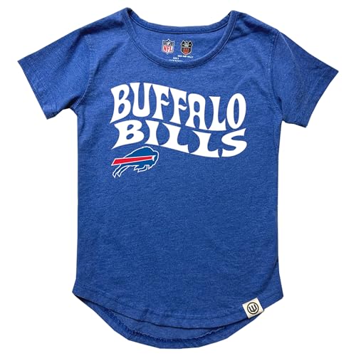 Wes and Willy NFL Girls SS Burn Out Tee Shirt,Buffalo Bills,6X,Blue Moon
