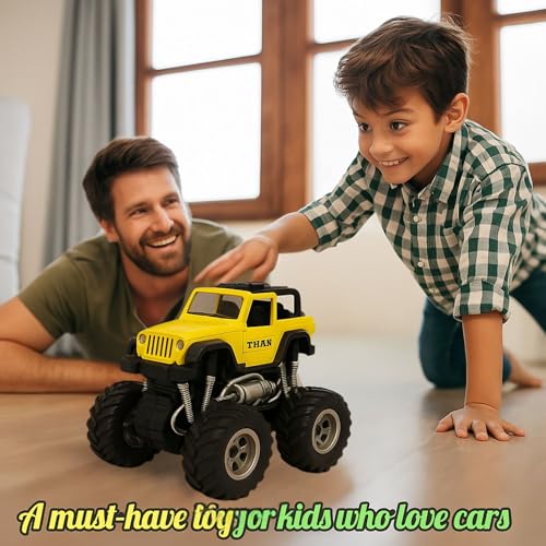 Image of GRAPHENE 1:28 Scale Big White 4x4 Thar Truck OffRoader Jeep Toy Car Realistic Pullback Action Friction Powered with Lights and Sound for Kids Openable Doors Smooth Push and Go Gift for Boys Girls