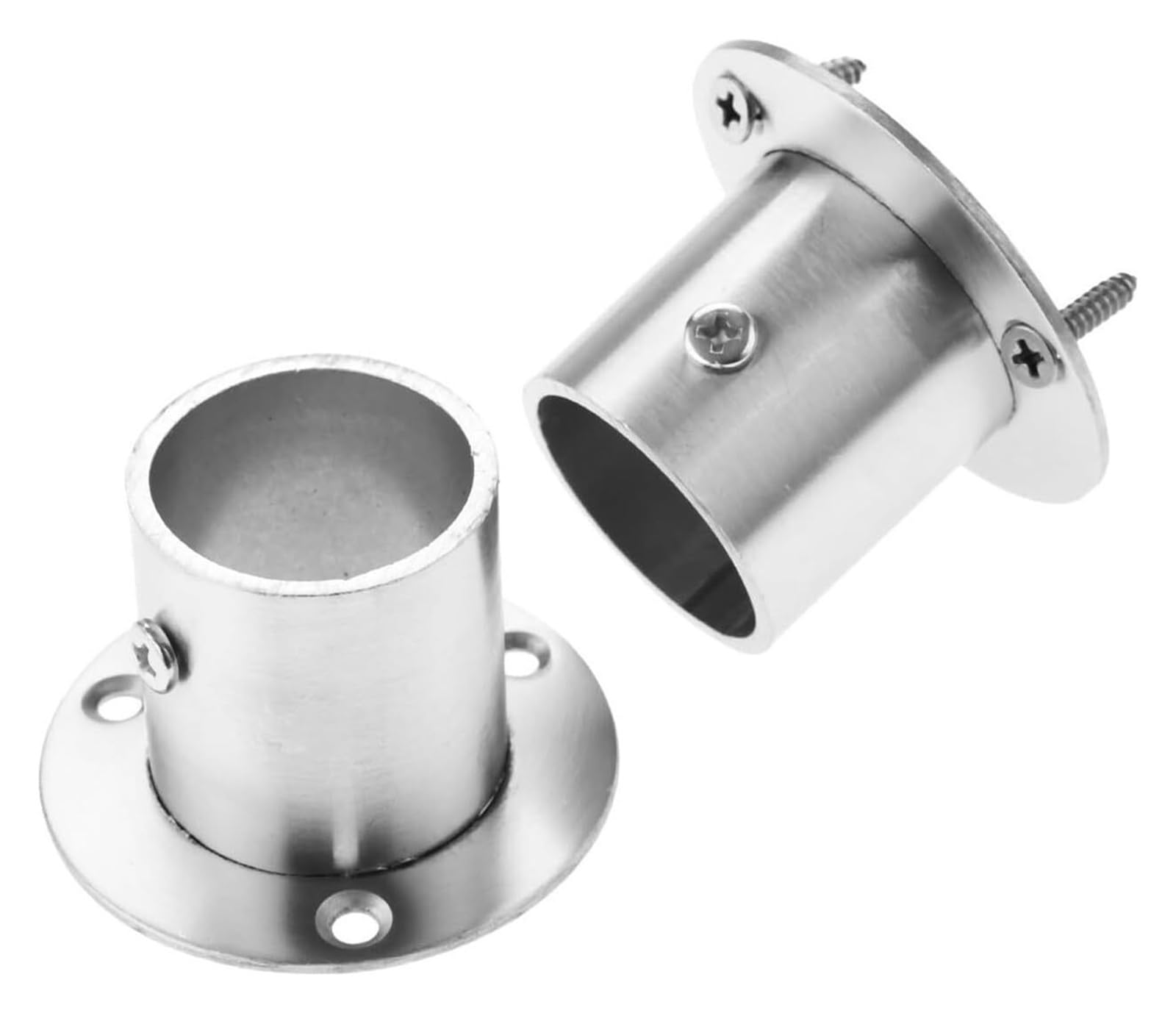 Ugzpwqlnx 32Mm Stainless Steel Pole Socket Flange Rod, Stainless Steel Wardrobe Pole Sockets 2-Pack For 19- Tubes Silver(32Mm)