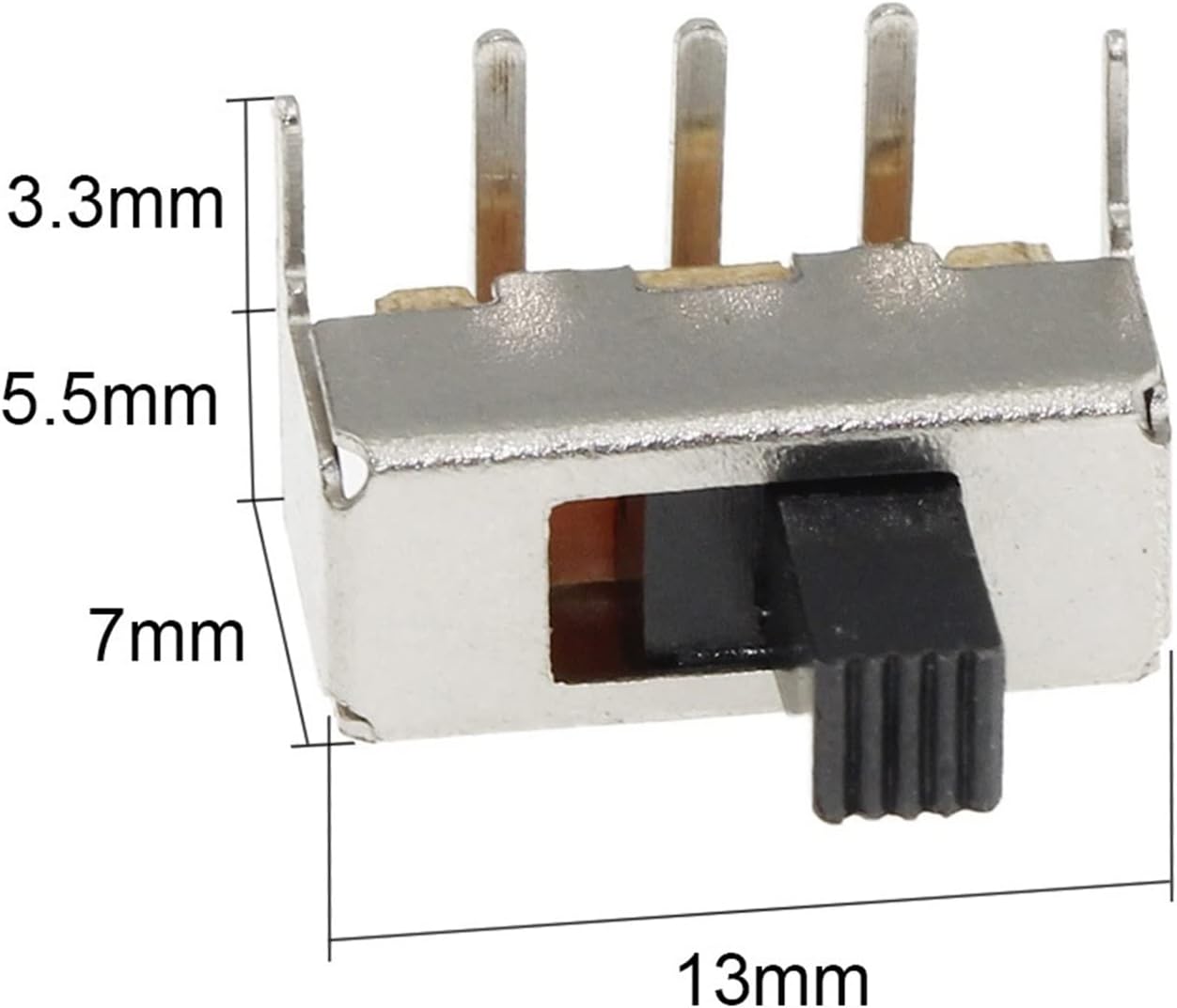 10PCS SS12F23 SS12F23VG5 0.5A 50V Toggle Switch 3PIN 1P2T 90 Degree Curved Needle Slide Switch Handle high 5mm