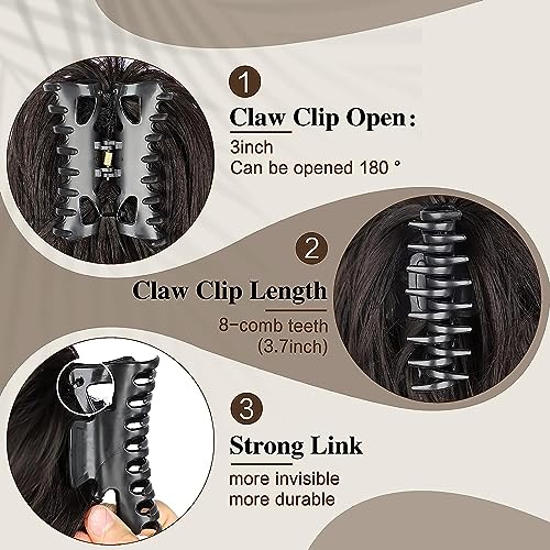 Claw Clip Messy Bun Hair Piece, Short Ponytail, Brown Tousled Updo, Straight Synthetic Chignon Hair Bun Extensions For Women - Image 4