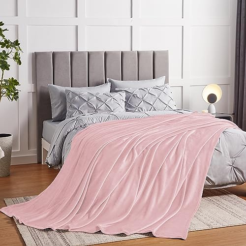 WAVVE Fleece Blanket Queen Size XL Pink 7ft x 8ft - Fluffy Soft Warm Versatile Large Throw Blanket for Bed/Sofa/Couch, 220x240 cm - Image 2