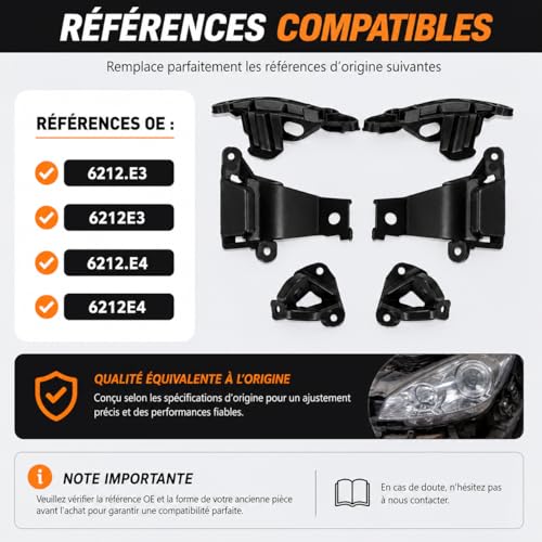 Kit de réparation support de phare avant pour Peugeot 308 et 408