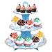 Jinlaili Soporte de Magdalena, 3 Tier Soporte de Tarta Cartón, Desmontable Puesto de Pastele, Estable Torre de Cupcake, Exhibición de Servidor de Comida para Cumpleaños,Fiesta,Boda,Cena,Té de Tarde