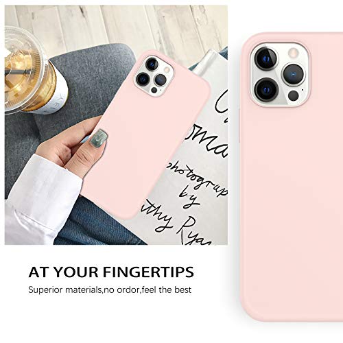 Coque silicone liquide premium rose avec doublure microfibre iPhone 2020 - 2