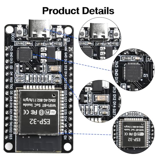 Image of 3PCS Type-C ESP-WROOM-32 ESP32 ESP-32S Development Board 2.4GHz Dual-Mode WiFi+Bluetooth Dual Cores CP2102 Microcontroller Processor Integrated with Antenna RF AMP Filter AP STA Compatible Arduino IDE