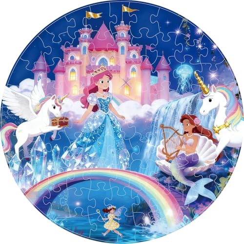 Puzzle da Pavimento Unicorno Princess,80Pcs Unicorno Puzzle Forma di Sirena Bambini Giocattolo,Jumbo Unicorno da Pavimento principessa sirenetta per Puzzle 3-10 Anni Regali di compleanno e Natale