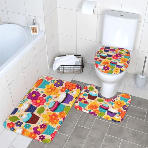 Tapis de salle de bain pour WC et coiffeuse Rainbow Cake tapis de douche 3 pièces - 8