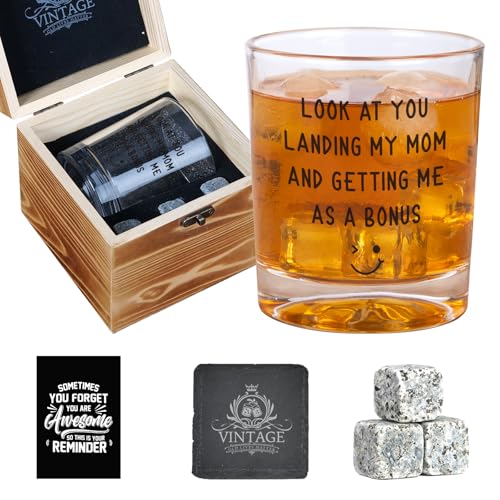 Ithmahco Fathers Day Step Dad Gifts, Bonus Dad Whiskey Gifts For Men, Cool& Funny Fathers Day Bonus Dads Gift From Step Daughter, Son