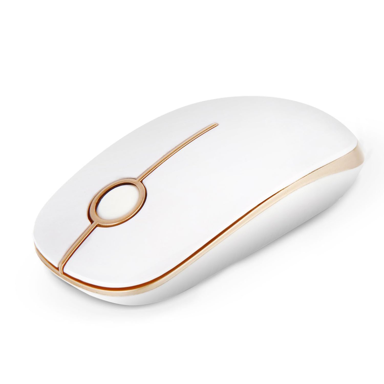 Unipows Wireless Mouse-2.4G Slim Portable Computer Mouse, White Gold | Nano Receiver, Less Noise Mobile Optical Mice for Notebook, PC, Laptop, Desktop White and Gold
