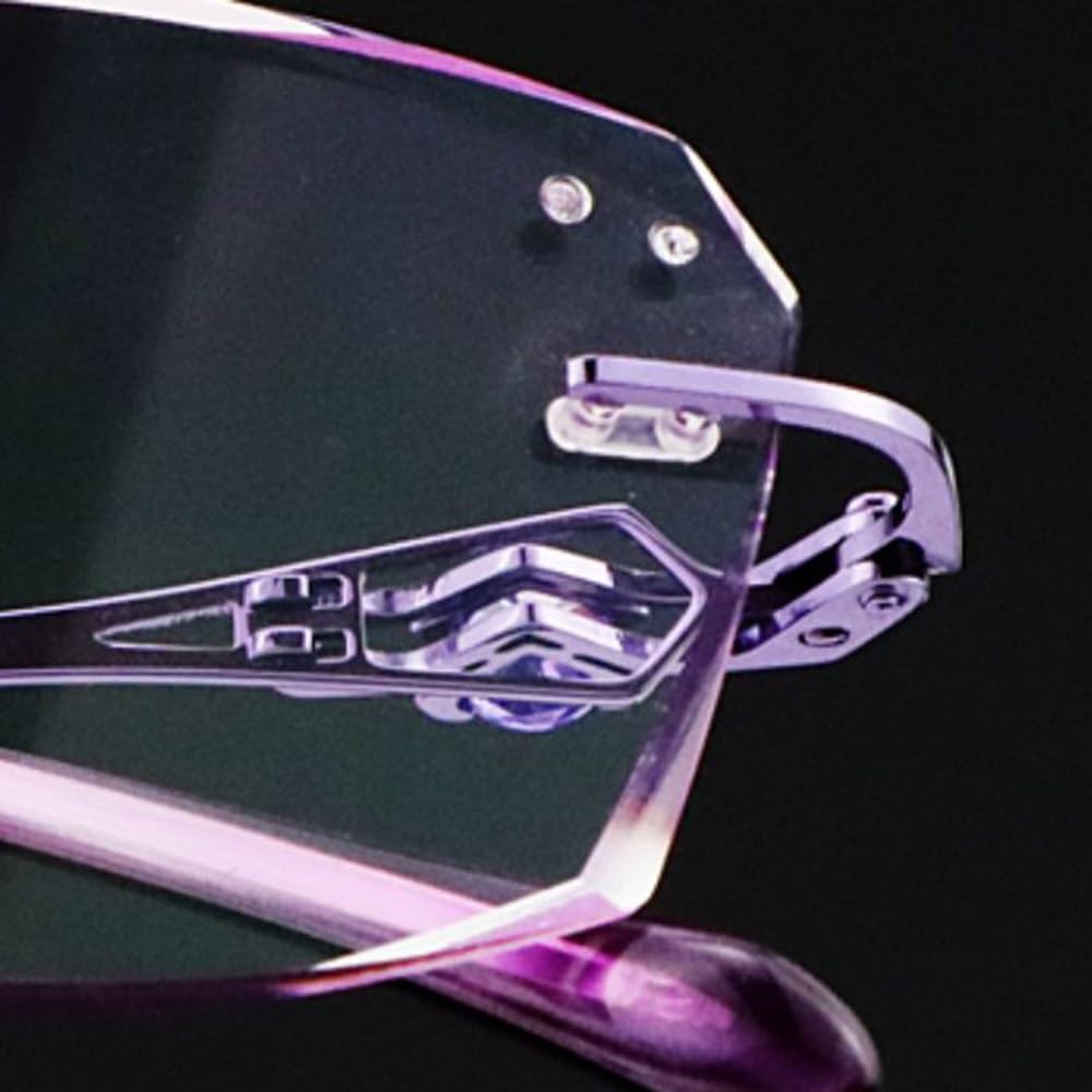 SFIVE Sin Montura Gafas De Lectura Mujeres，Ligero HD Gafas De Presbicia Moda Anti Luz Azul Gafas De Lectura Rosa/Morado 2.0 (Color : Purple, Size : +2.5)