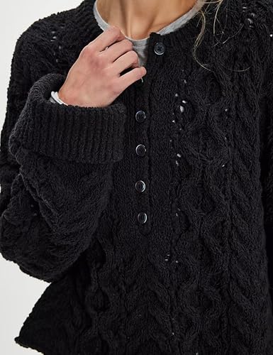 Women's Chunky Cable Knit Sweater Casual Long Sleeve Crewneck Crochet Pullover Boho Fall Winter Tops2