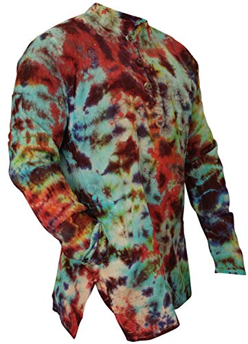 Shopoholic Fashion - Shirt Marmor Mix Bunt Großvater Batik Shirt Boho Komfort Shirt - Marmor Batik, Large Cover