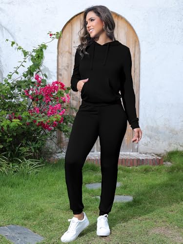 HTD Two Piece Outfits for Women Casual Sweatsuits Set Long Sleeve Hoodie Tracksuit Pullover Jogger Sweat Pants Set4