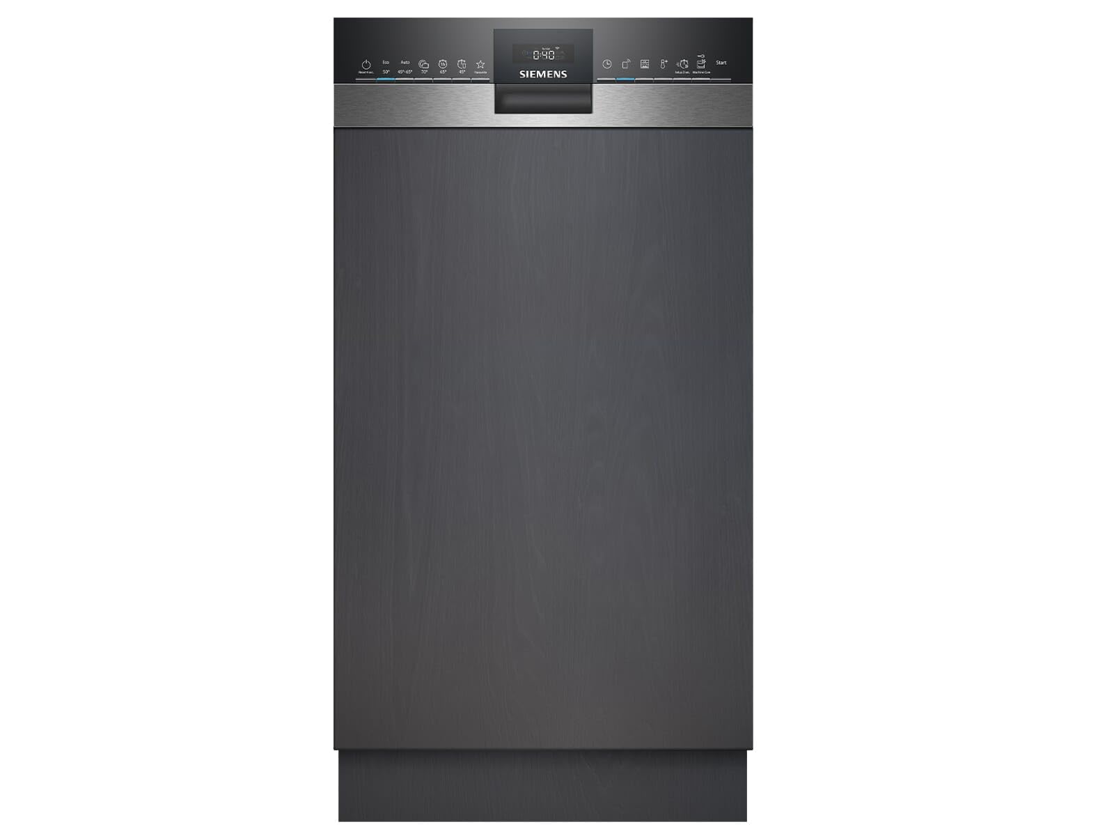 Siemens SR53HS74KE, iQ300, inteligentna, częściowo zintegrowana zmywarka, 45 cm, program Eco 50°C, varioSpeed Plus, kosz górny z regulacją wysokości, rackmatik, zabezpieczenie przed dziećmi