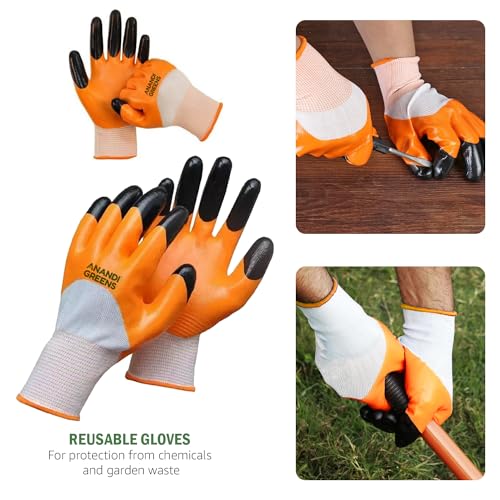 Image of Anandi Green's Metal Agriculture Gardening Tools Kit - 8 Pcs (Cultivator, Fork, Big and Small Trowels, Weeder, Gloves, Pruner Cutter with Tools Bag) Tools Set for Home Indoor and Outdoor Gardening