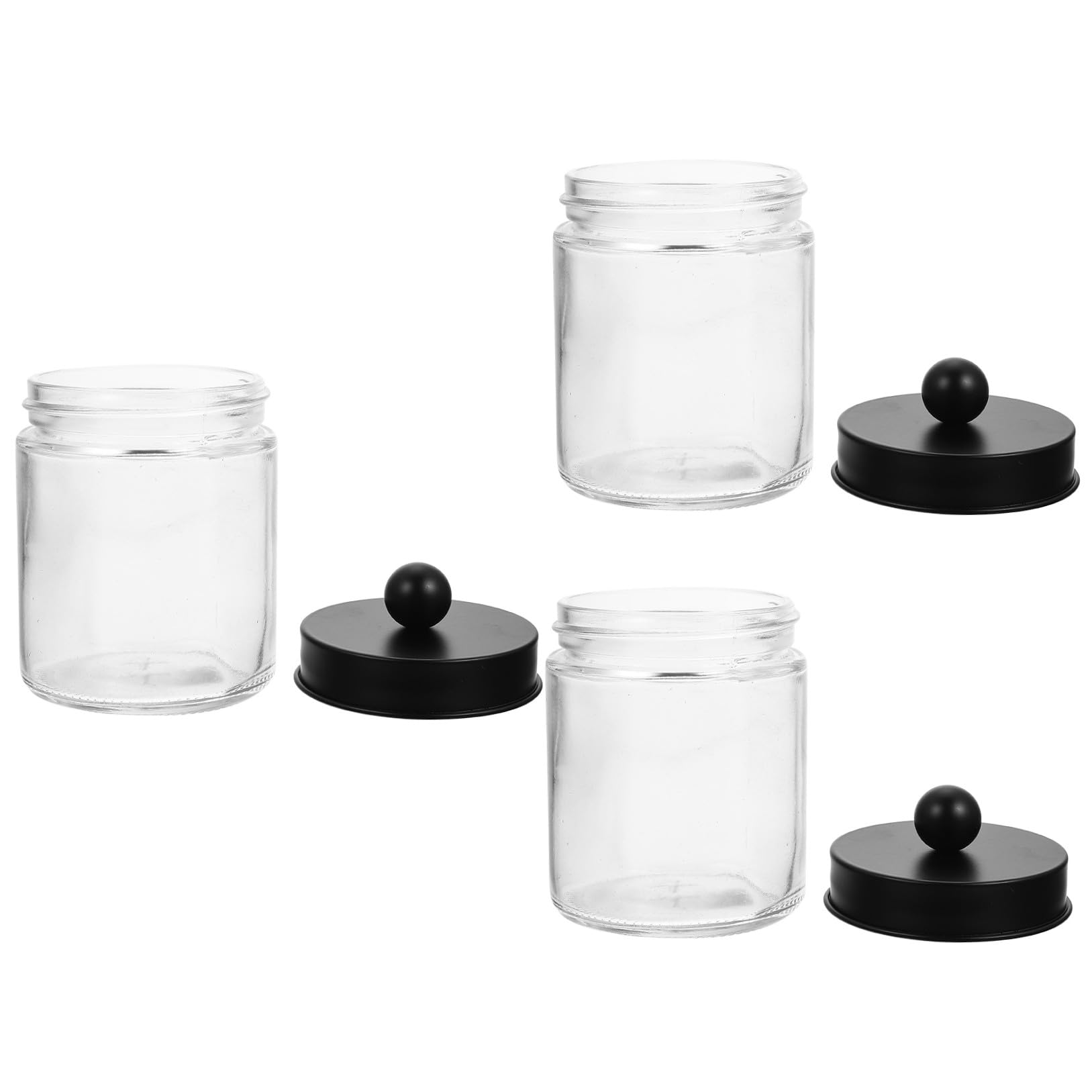 3 Stück Transparenter Glas Wattepadhalter mit Edelstahl Deckel Aufbewahrungsglas für Wattestäbchen und Kosmetik Kompakt für Badezimmer und Schminktisch