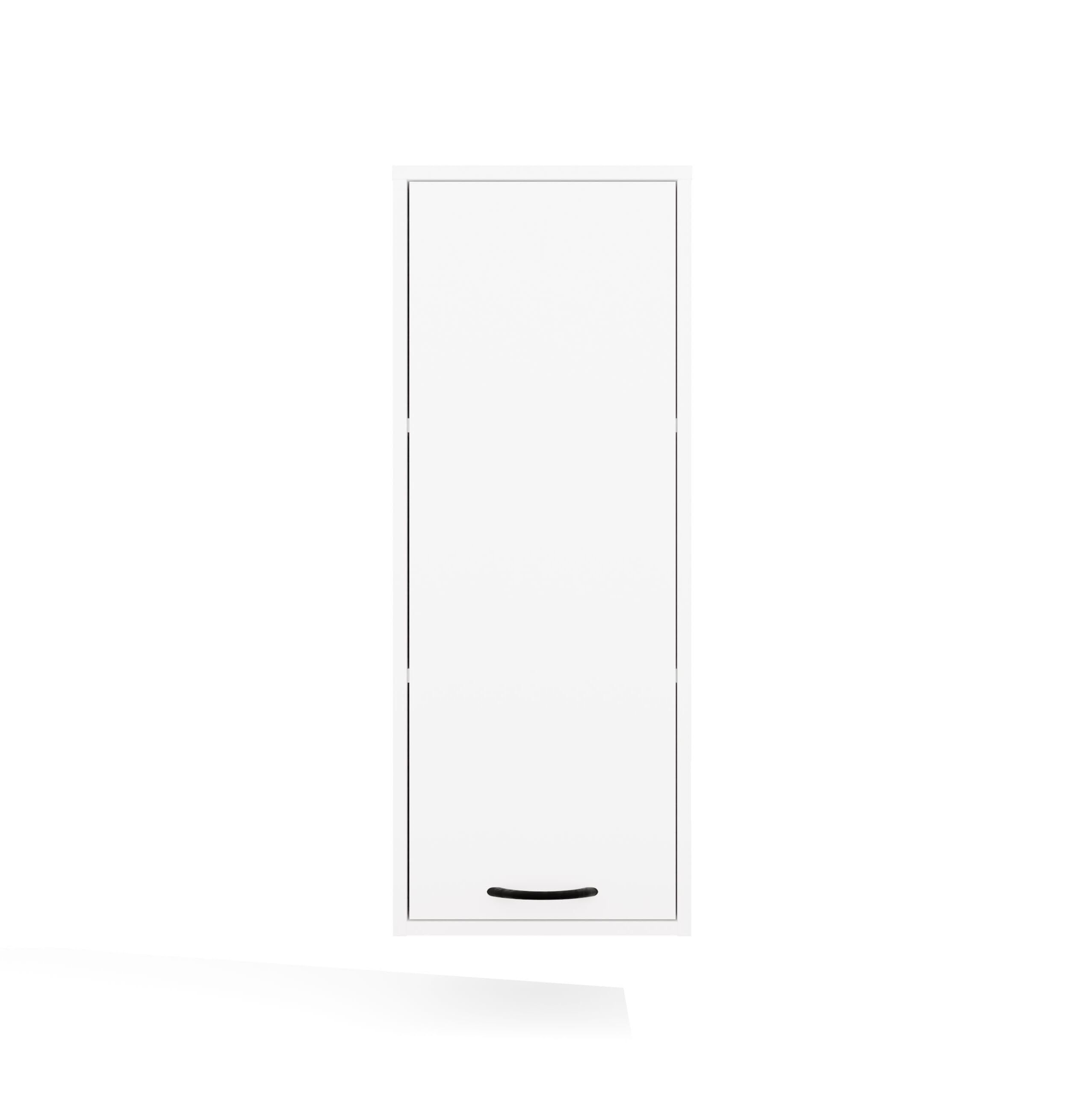 ARREDO DA CASA Pensile Bagno Sospeso Moderno 35x90x30 cm, 1 Anta con 3 Vani Interni e Maniglia Nera, Mobile Sospeso Bagno in Nobilitato, Mobiletto Bagno e Lavanderia, Bianco Opaco, PBT3