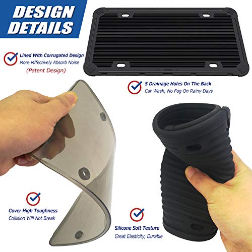 Aootf License Plate Protector-Clear Novelty Plate Cover With Silicone License Plate Frame For Car Tag, Unbreakable Cover To Protect Front Or Back License Plate With Screws,Caps #TOP4