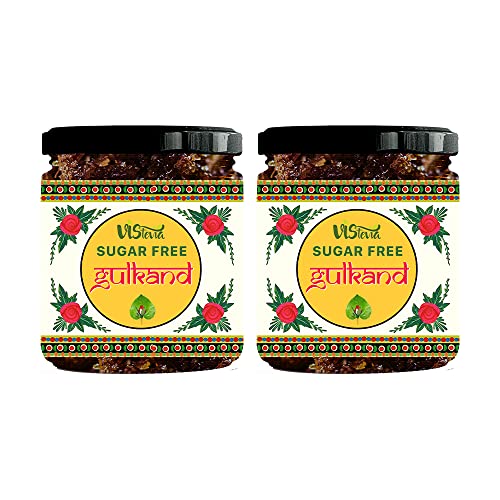 Image of Vistevia Sugar Free Gulkand (Rose Jam), Diabetic and Keto Friendly - Sweetened Naturally with Stevia - Tastes Delicious - Pack of 2 (230 * 2GM)