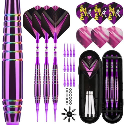 Lavishio Dartpfeile mit Kunststoffspitze für Elektronische Dartscheibe 3 Stück Soft Darts Pfeile Set, 19 Gramm Profi Softdarts Dartpfeil, mit Aufbewahrungsbox