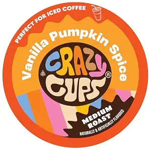 Crazy Cups Vanilla Pumpkin Spice Flavored Coffee Pods, Medium Roast, 22 Count