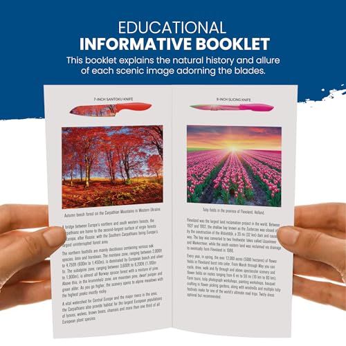 CHEF'S VISION Landscape Knife Set - 6-Piece Stainless Steel Cutting Knives Set for Kitchen with Stunning Nature Scenes - Perfect House Warming Gift for Women or Men - Unique Kitchen Knife Set Gift