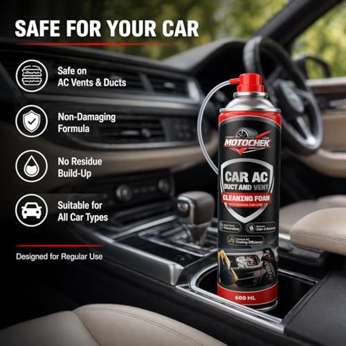 Image of Car AC Cleaner Foam Spray 600ML with Pipe | AC Vent & Duct Cleaner | Removes Odor, Dust & Bacteria | Improves Cooling | Suitable for All Cars