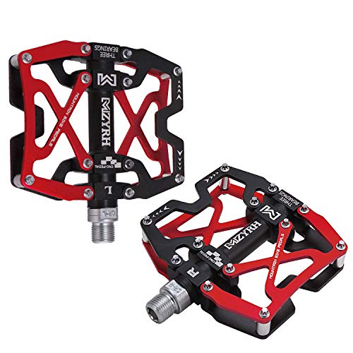 Image of MZYRH Mountain Bike Pedals, Ultra Strong Colorful CNC Machined 9 /16 inch Cycling Sealed 3 Bearing Pedals