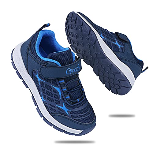 Kids Trainers Boys Sneakers Kids Running Shoes Breathable Lightweight Athletic Shoes Walking Tennis Shoes Indoor Outdoor Size 4 Blue