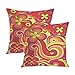 LINGF Federa anni '60 Set di 2 copricuscino psichedelico Vintage colori e forme floreali stile hippie anni '70 cuscino federa 20 x 20 pollici