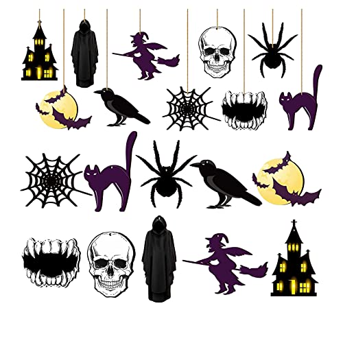 JKDHJK 30 Pcs Adorno De Madera De Halloween Decoración De Césped Al Aire Libre Adorno De Murciélago De Araña para Interior, Pared, árbol, Porche Delantero, Césped, Suministros para Fiestas Cover