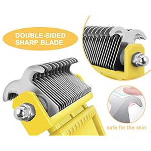 Pecute-Pet-Grooming-Brush-Double-Sided-Undercoat-Rake-Dematting-Comb-Dematting-Tool-for-Dogs-Cats-Great-for-Detangling-Matted-or-Knotted-Undercoat-Hair - Cucciolini Doodles   Pecute-Pet-Grooming-Brush-Double-Sided-Undercoat-Rake-Dematting-Comb-Dematting-Tool-for-Dogs-Cats-Great-for-Detangling-Matted-or-Knotted-Undercoat-Hair